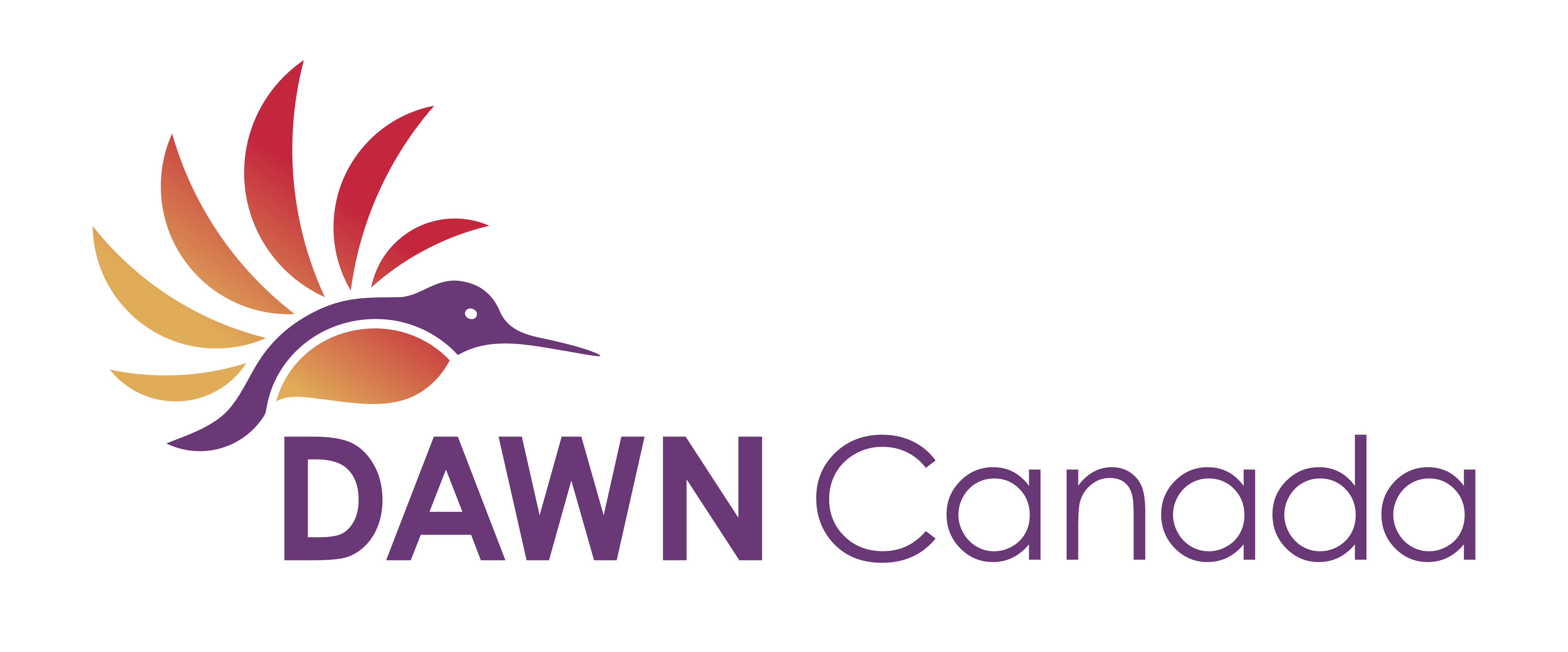 Logo de DAWN Canada, un colibri avec un soleil fait par ses ailes.